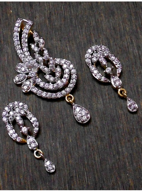 CZ Pendant With Earrings